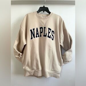 Brandy Melville-John Galt Naples Florida Beige Sweatshirt w/Navy Blue Letters.